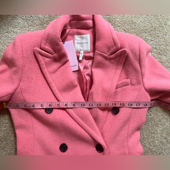AVEC LES FILLES Wool Double Breasted Coat Retro Pink Jacket Small 4 6 NWT 💖 - Picture 4 of 16